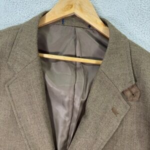 T. Harris London Blazer‎ Herringbone Lambswool Sport Coat Jacket Mens XL Tan EUC